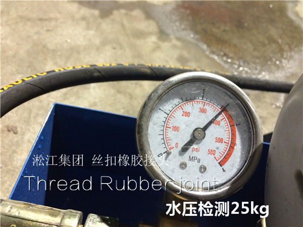 壓力檢測(cè)現(xiàn)場(chǎng):DN50絲扣橡膠接頭輕松達(dá)到25kg 壓力檢測(cè)現(xiàn)場(chǎng):DN50絲扣橡膠接頭輕松達(dá)到25kg