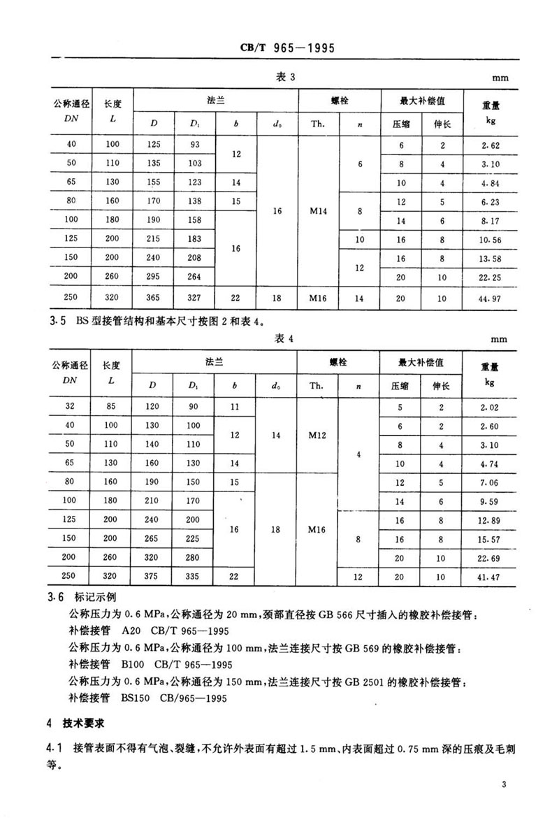 【行業(yè)標準】橡膠補償接管CB/T 965-1995船舶標準 【行業(yè)標準】橡膠補償接管CB/T 965-1995船舶標準
